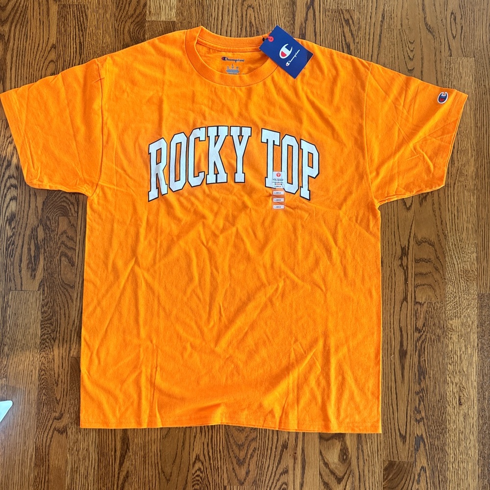 Champion orange short sleeve tee white Rocky Top University of Tennessee Large